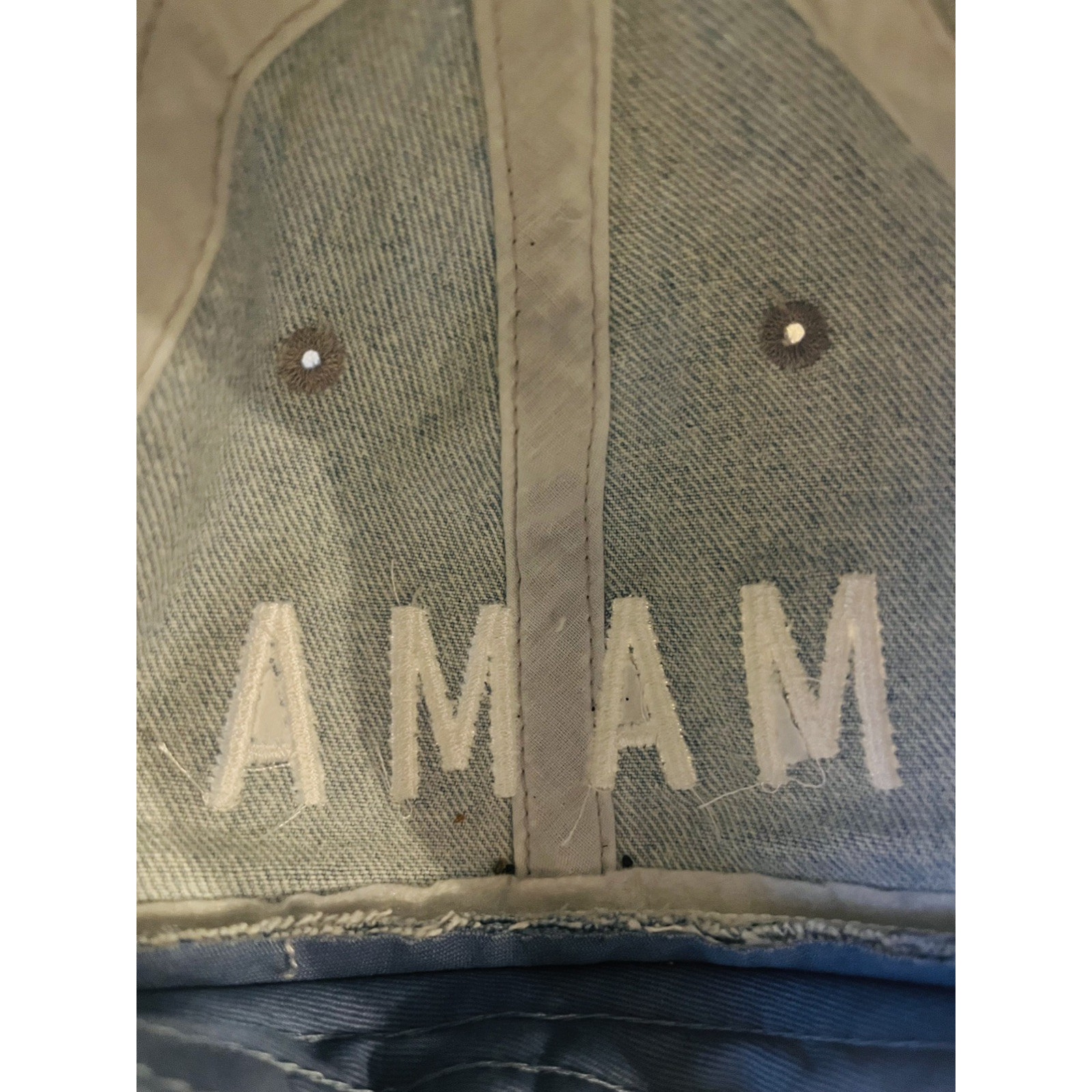 Mama Cap Light Denim Blue W/White Embroidered Text, Adjustable, By Rey To Z — image 5 of 6